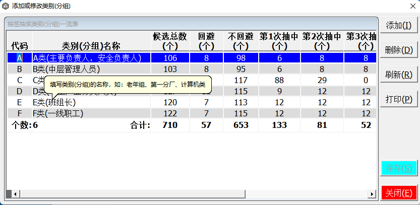 参数类别、分组